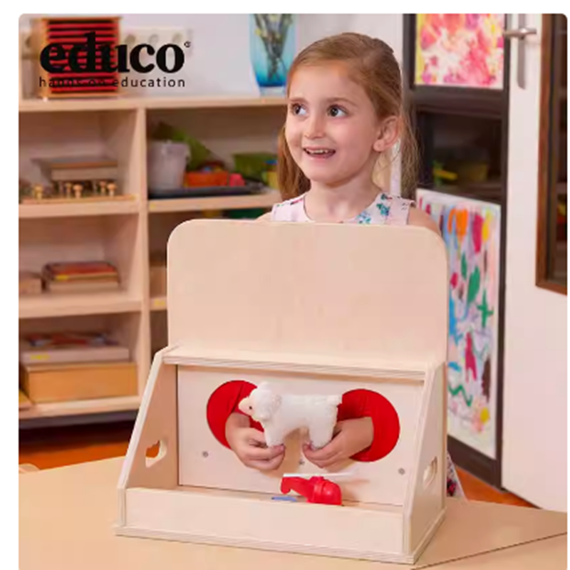 educo 触摸游戏盒 木质儿童早教益智玩具  幼儿语言认知感官教育