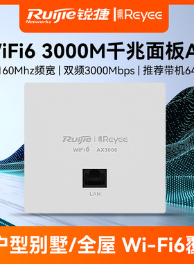 锐捷睿易网络无线AP面板RG-EAP162E  86型墙壁面板 WiFi6 AX3000全屋WiFi覆盖组网 家用大户型穿墙 双频5G