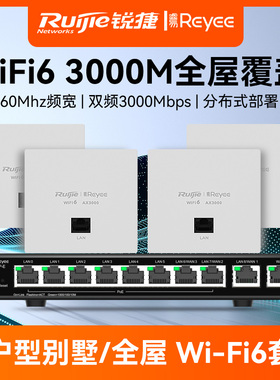 Ruijie锐捷睿易网络全屋WiFi覆盖路由器RG-EAP162E套装 AC网关POE供电一体机 WiFi6无线AX3000面板AP别墅组网