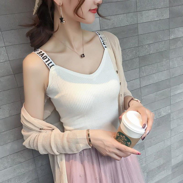 2024背心女chic针织小吊带花间婷