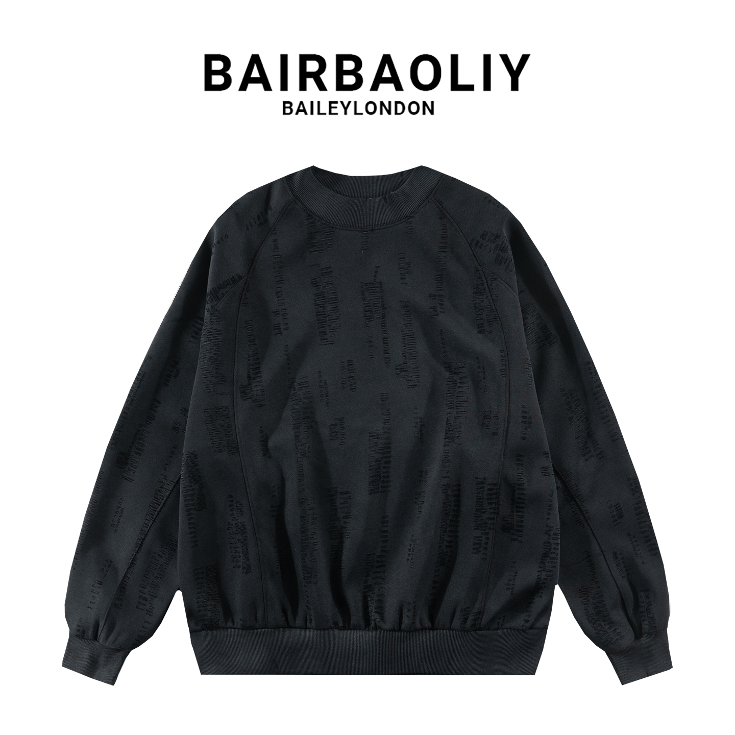 BAIRBAOLIY秋冬长袖卫衣ins宽松男士痞帅高级感磨破设计潮牌上衣