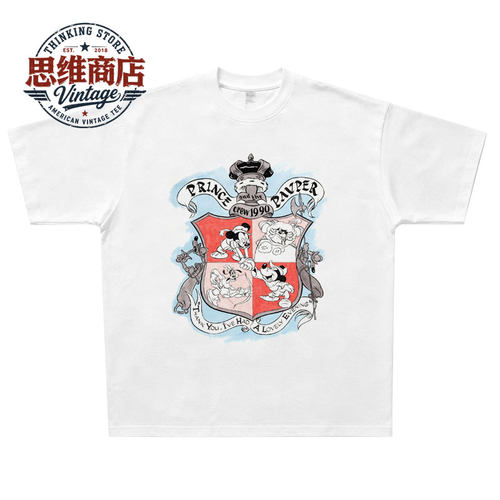 米奇1990 王子与乞丐 The Prince and the Pauper复古动漫纯棉T恤