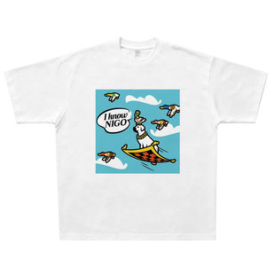 I Know NIGO Nigo卡通小狗美式T恤 vintage宽松hiphop说唱Rap短袖