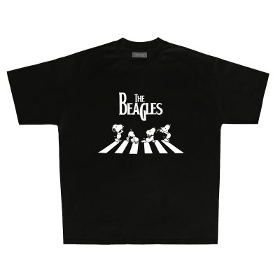 史努比披头士乐 花生漫画 Abbey Road 美式摇滚休闲复古纯棉tee