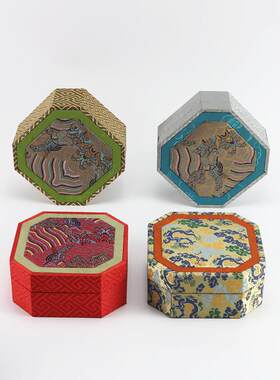 新款复古珠宝八角天地盖宫廷风刺绣手镯品手串手镯手链包装饰品盒