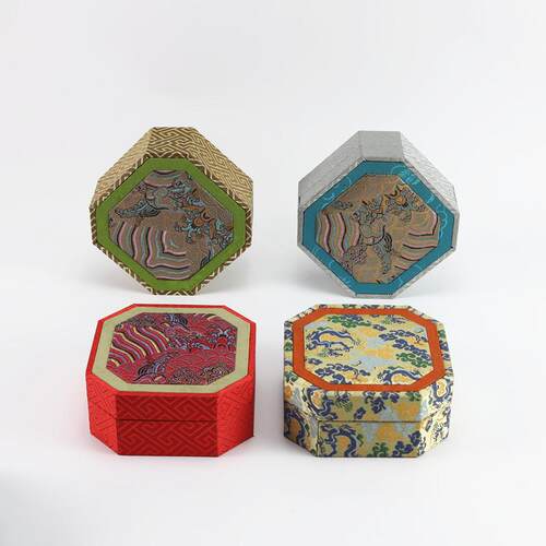 新款复古珠宝八角天地盖宫廷风刺绣手镯品手串手镯手链包装饰品盒