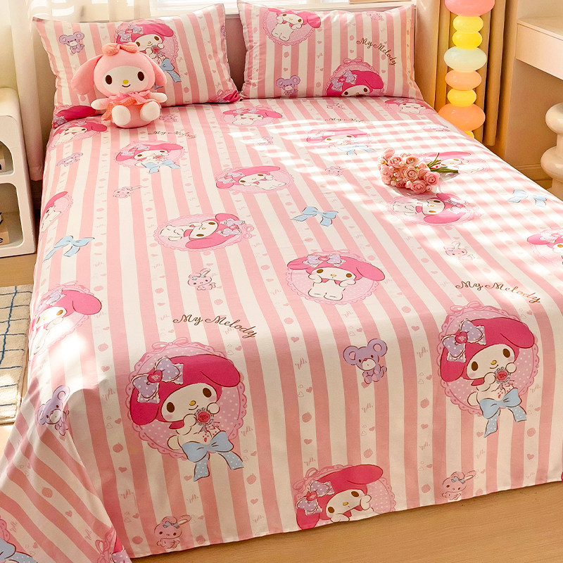 三丽鸥纯棉床单单件100全棉儿童宿舍单人被单枕套三件套1.5米炕单,床上用品,床单,淘宝优惠券,粉丝福利购,淘宝优惠卷
