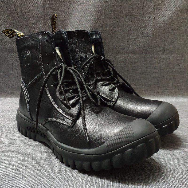 外贸原单真牛皮高帮男靴子军迷户外靴加绒保暖机车靴摩托车骑行鞋