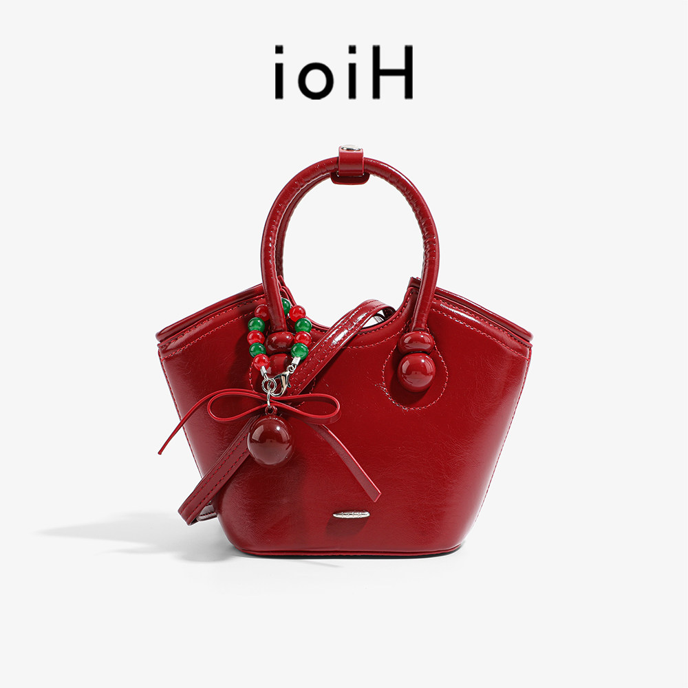 IOIH 高级感小众 红色新娘婚包菜篮子水桶包单肩斜挎小包包女百搭