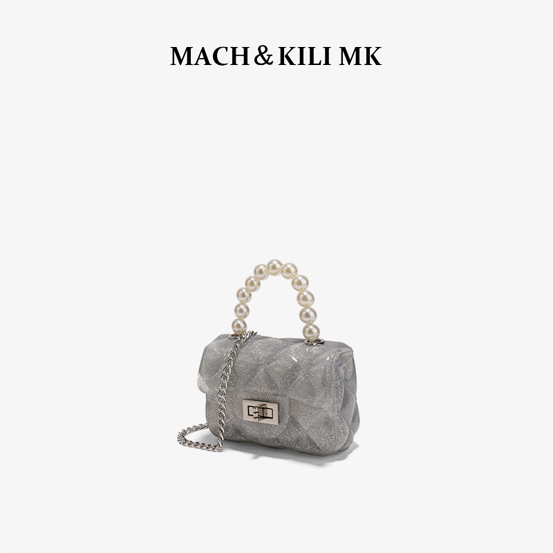 MACH＆KILI MK 今年流行的透明果冻包菱格小包包女链条百搭斜挎包