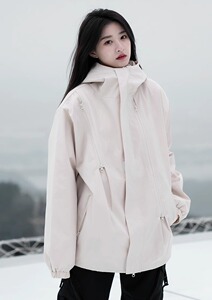 秋防水双拉链休闲运动服男女宽松机能工装美式冲锋衣102B-W738P75图片