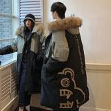 加厚潮字母印花连帽工装情侣中长宽松羽绒服男女102B-2Y4068P225，男装羽绒服，星座102B-2