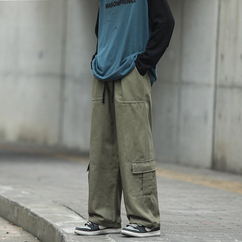 水洗棉多口袋结构工装裤日系潮牌直筒休闲裤男102B-K885P58图片