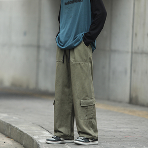 水洗棉多口袋结构工装裤日系潮牌直筒休闲裤男102B-K885P58图片