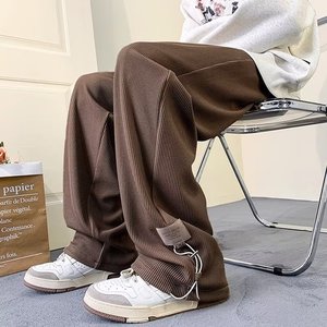 秋垂感裤子男宽松阔腿直筒潮牌抽绳束脚休闲运动裤102B-K8260P50图片