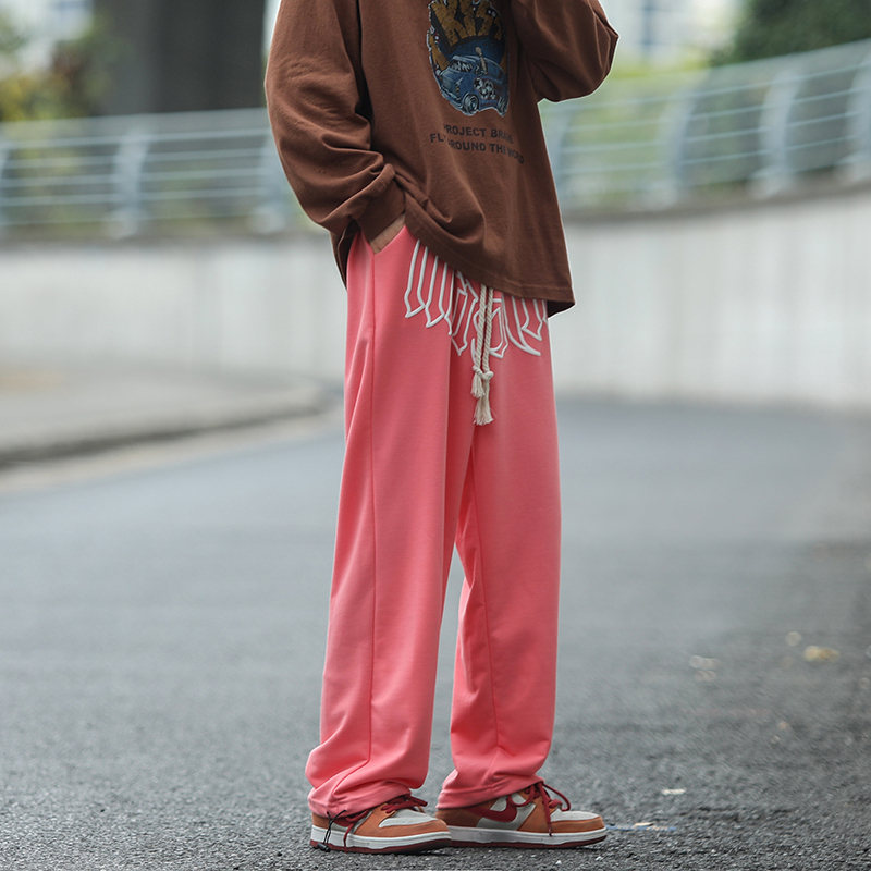 美式休闲裤潮牌宽松直筒运动裤发泡印花高街男裤102B-K8153P48，男装休闲裤，星座102B-2