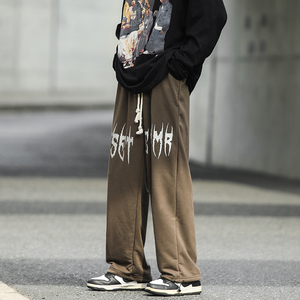 卫裤男潮牌直筒运动裤美式hiphop高街休闲束脚裤子102B-K8150P48图片