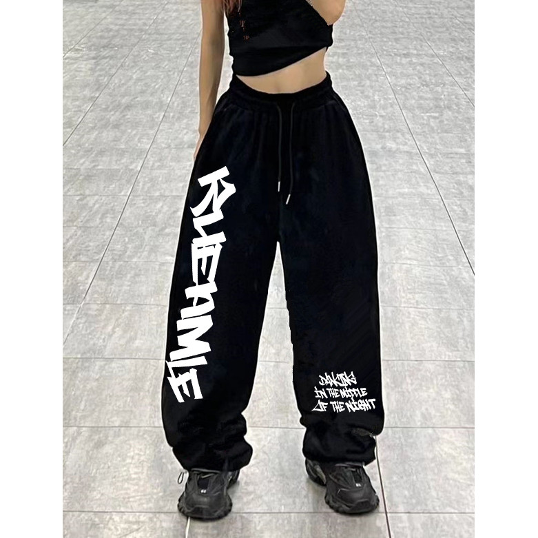 美式抽绳街复古运动爵士舞宽松高腰印花休闲裤男女潮102B-K812P40,男装休闲裤,星座102B-2