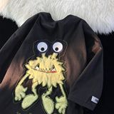 21支精梳棉240克美式复古植绒刺绣外星人短袖男女102B-T5611P30，男装T恤，星座102B-2