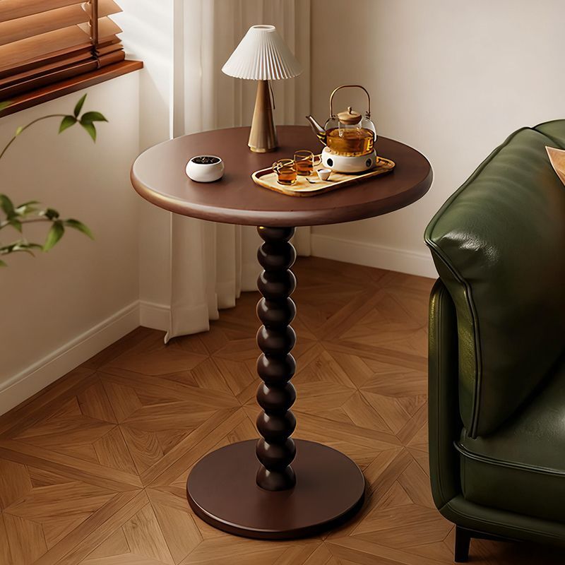 美式复古沙发边几实木中古家具角几客厅法式咖啡桌休闲小圆桌茶几