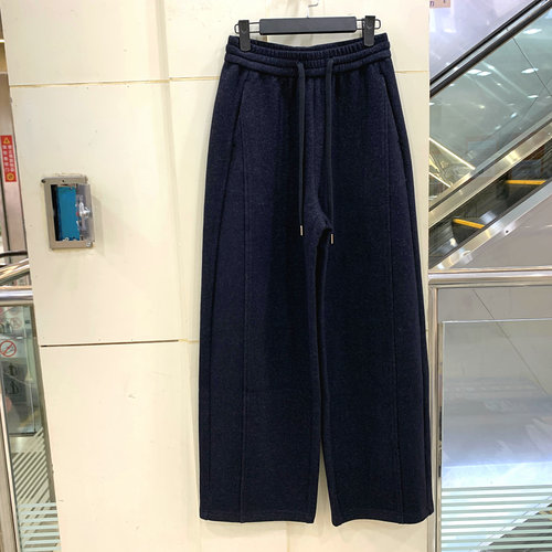 33-9811 欧货秋冬2025新款抽绳松紧腰羊毛呢弯刀裤休闲女裤正品