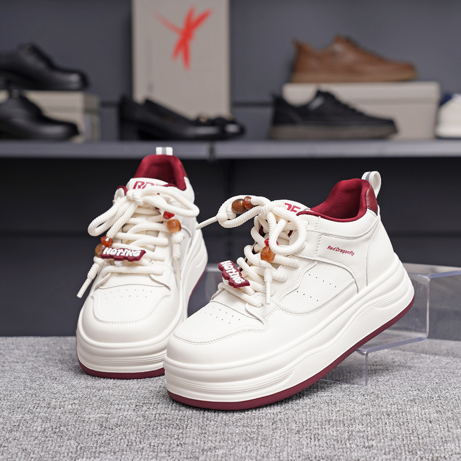 红蜻蜓BD62007373女鞋2025秋季新款厚底增高休闲板鞋真皮女士皮鞋