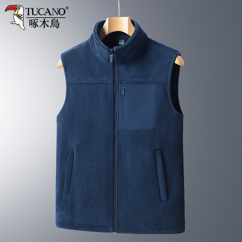 啄木鸟秋冬季男士摇粒绒马甲外套