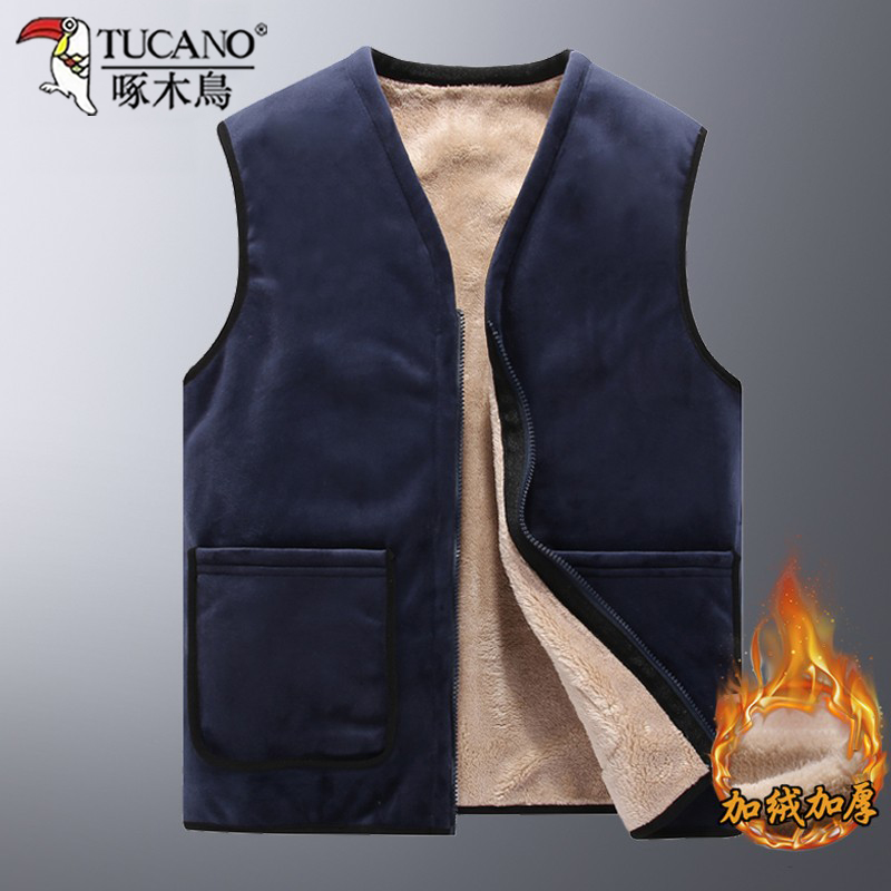 啄木鸟秋冬季加绒加厚保暖马甲男