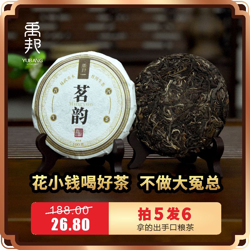 禹邦茗韵普洱生茶普洱好茶头春尝鲜优质口粮茶方便好喝不贵100g