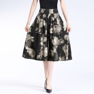 中长款 薄款 百搭裙裤 夏季 松紧 广场裙裤 舞蹈妈妈花色中老年高腰新款