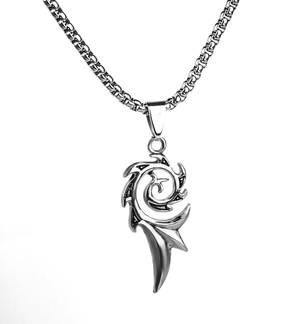 时尚潮人复古火焰项链日韩个性端气质简约钛钢情侣吊坠配男女饰品