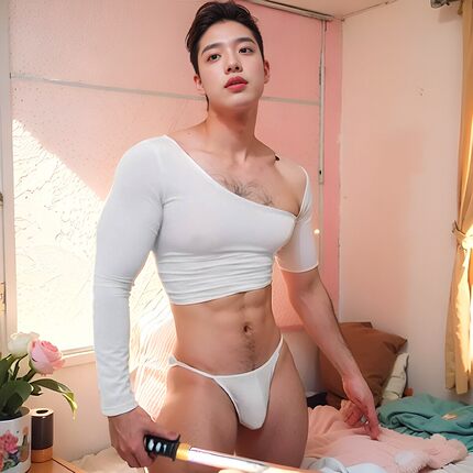 大蓝孩的酷裤性感棉三角裤紧身内裤窄边显大性惑