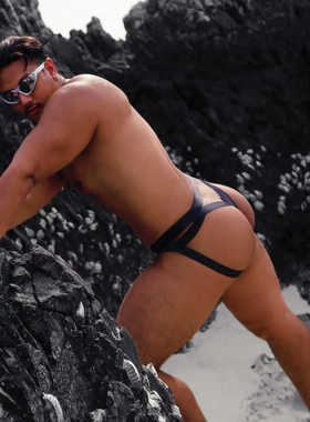 低腰男士丁字裤纯棉透气个性单丁裤U凸设计性感三角内裤