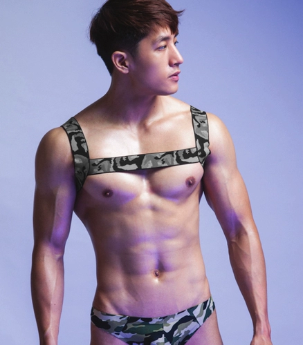 Сексуальные камуфляжные трусы, сексуальный нагрудный ремень, мужская портупея, бретели, средняя посадка