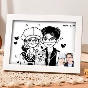 人物似颜绘夸张画肖像画漫画真人照片转手绘画头像画卡通定制设计