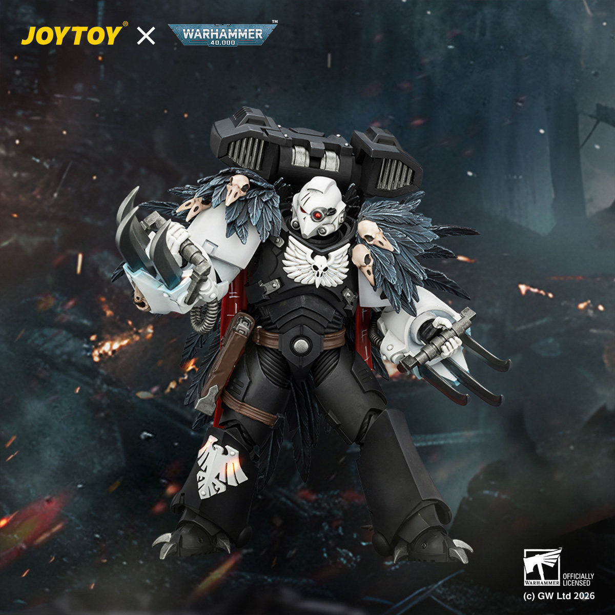 JOYTOY暗源战锤40K 暗鸦守卫 战团长艾索沙恩 可动模型手办 1/18图片