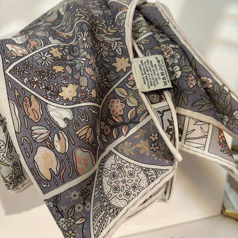 「灰调莫奈花园」高级丝毛围巾女