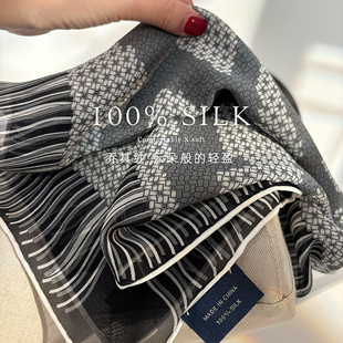 格雷色系！法式乔琪纱！真丝丝巾女夏复古桑蚕丝围巾装饰领巾方巾