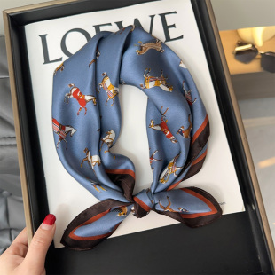 减龄小马驹杭州丝绸真丝小方巾女春夏季韩版百搭桑蚕丝巾装饰领巾