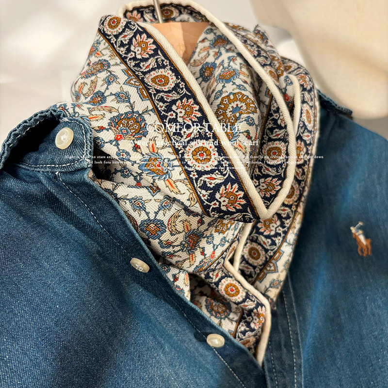 欧美宫廷风！异域感丝毛围巾女冬季复古真丝羊毛长巾百搭披肩围脖