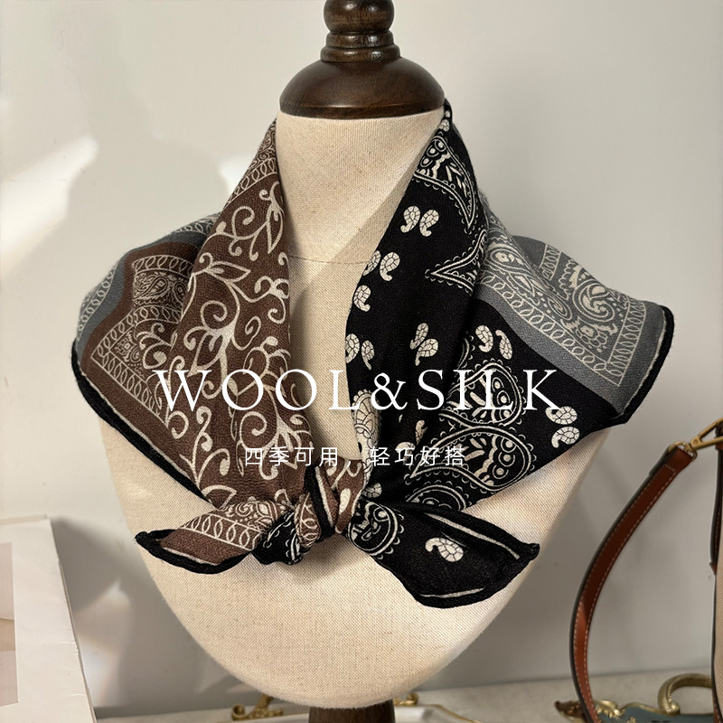 「意式四格腰果」丝毛围巾女冬季