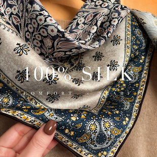 古典佩斯利纹！雅致真丝丝巾女2025新款春秋季桑蚕丝围巾装饰领巾