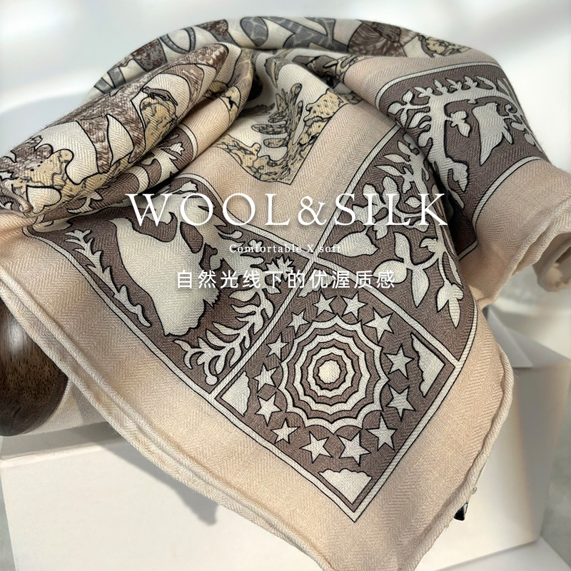 雅致米杏色系！轻奢丝毛围巾女春