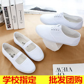 帆布鞋 男女太极武术鞋 白球鞋 舞蹈鞋 白网鞋 白布鞋 系带小白鞋 跳舞鞋