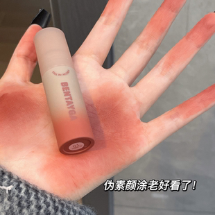 灰粉调丝绒唇泥哑光质地雾面唇釉不沾杯口红气质百搭学生平价