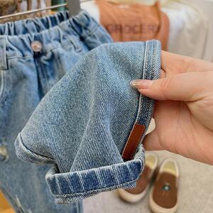 男女童秋装新款牛仔裤时髦宽松休闲裤百搭老爹裤韩版直筒洋气长裤
