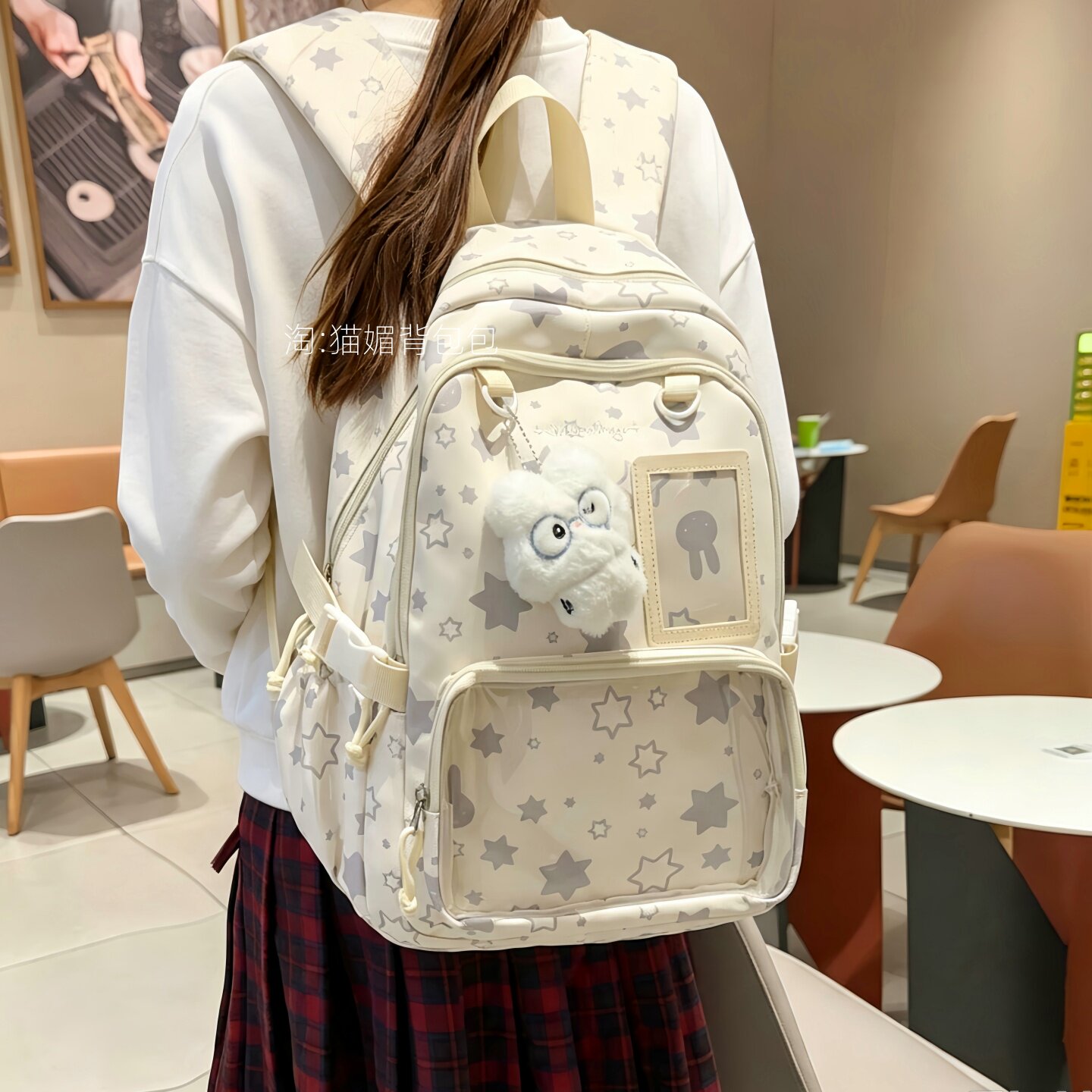 女学生大容量轻便电脑双肩书包图片
