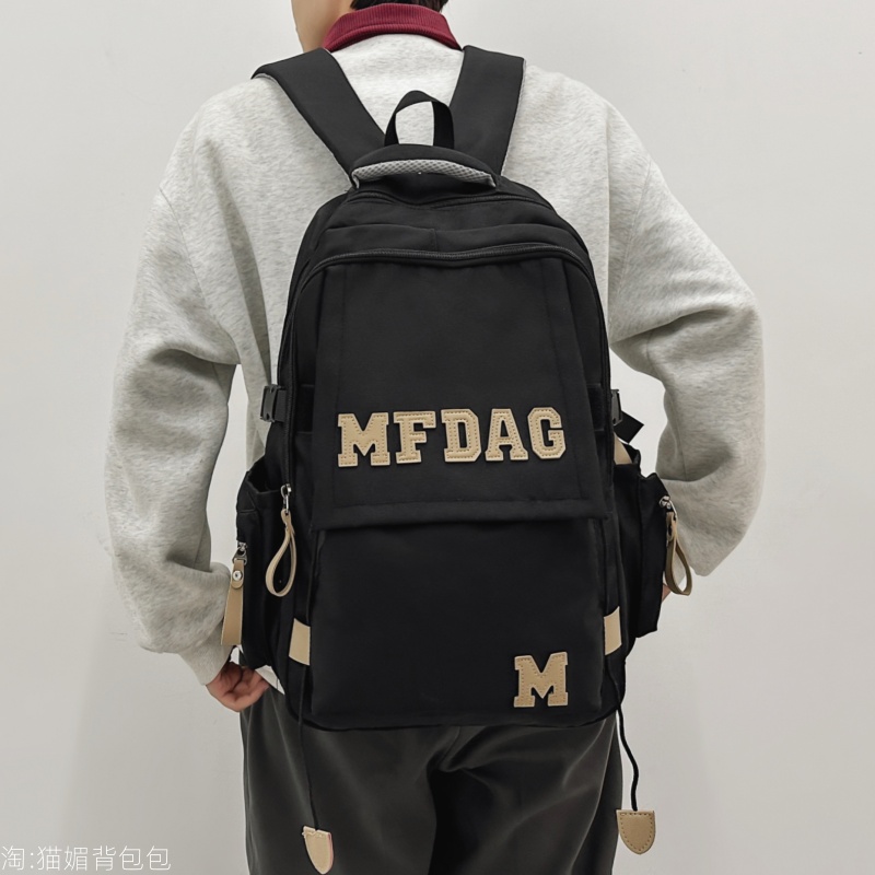 高中生书包美式高街潮流双肩包女高级感小众原创设计风背包男初中