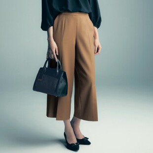 HK668 九分开叉羊毛三醋酸混纺阔脚裤 DUBAIJIE 利落优雅