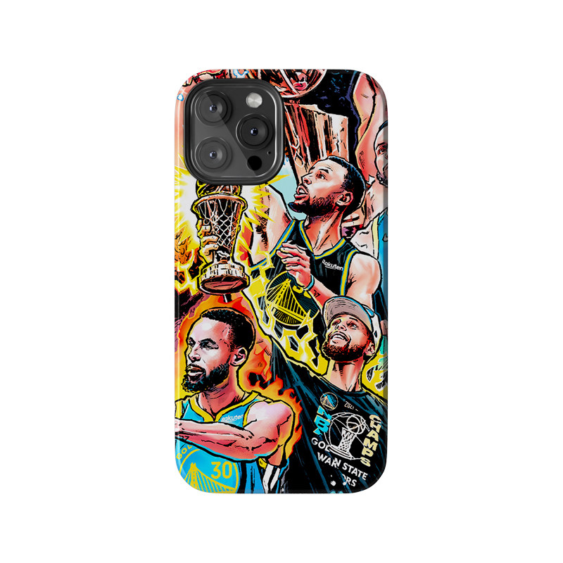 NBA勇士队库里奖杯 美式个性潮流插画 适用苹果 iPhone 12/13/14/15/16 Pro Max双层全包防摔磨砂硬壳手机壳